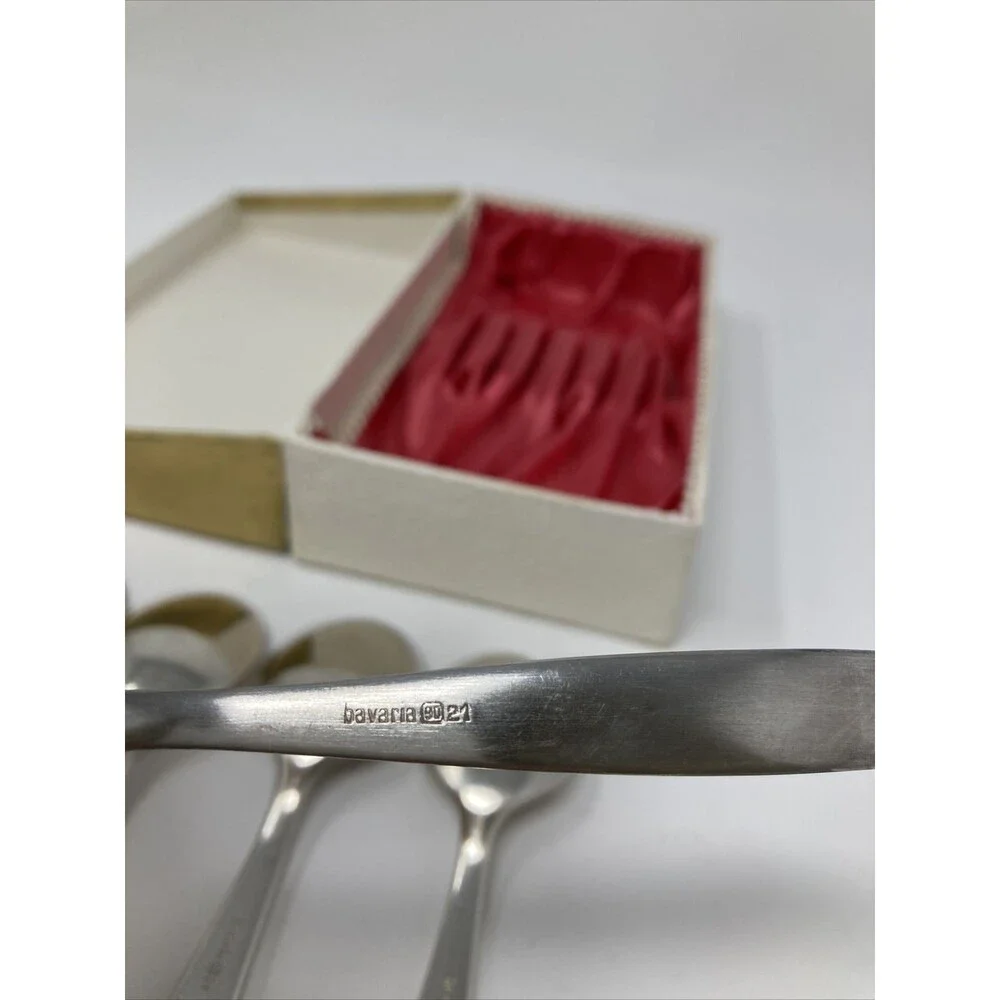 90 21 Silverplate Bavaria Germany Spoon Set 0f 6 Vintage 5.5” Demitasse Dessert
